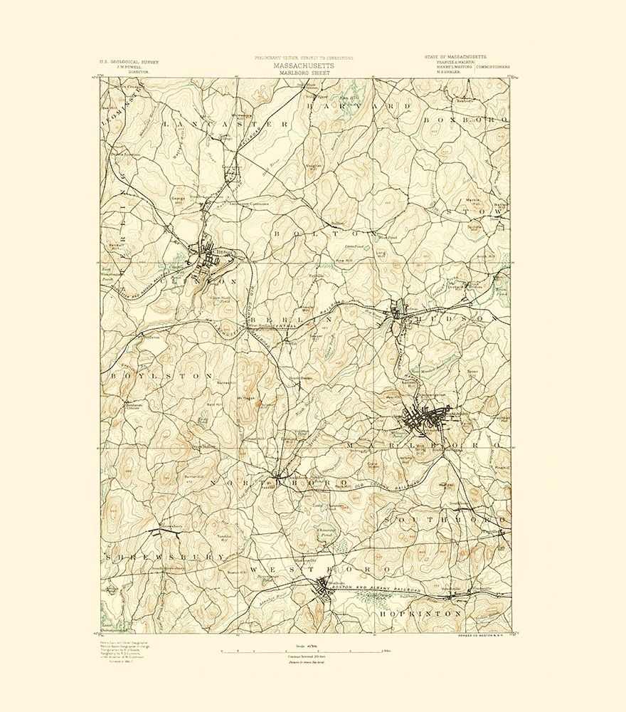 Marlboro Massachusetts Sheet - USGS 1890 art print by USGS for $57.95 CAD