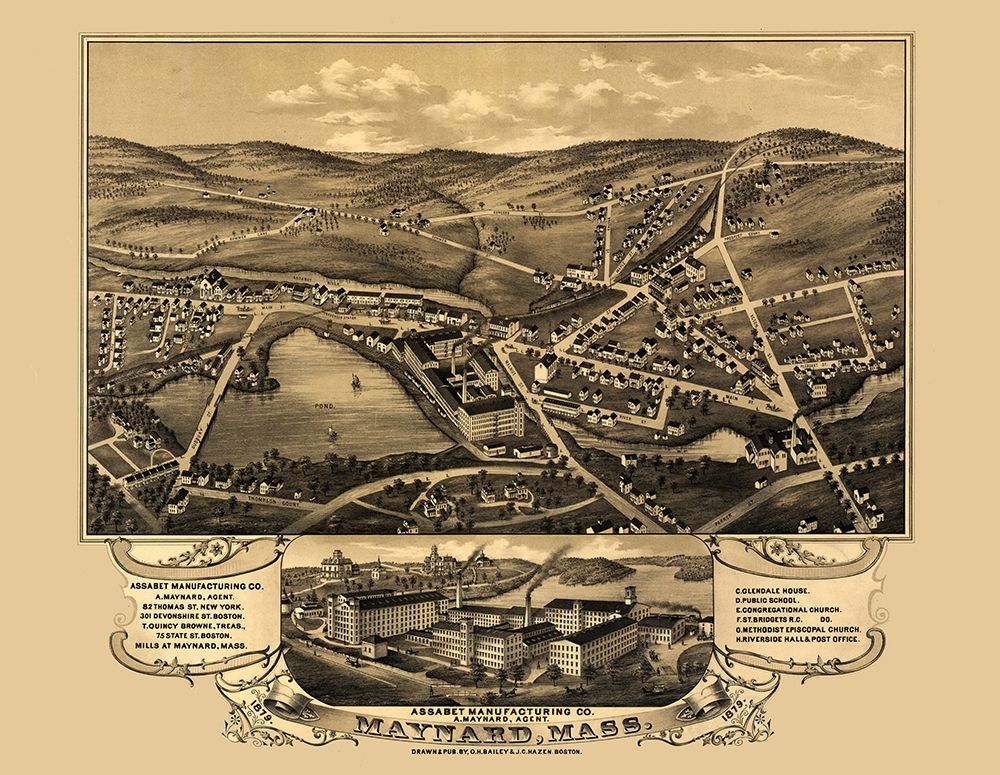 Maynard Massachusetts - Bailey 1879 art print by Bailey for $57.95 CAD