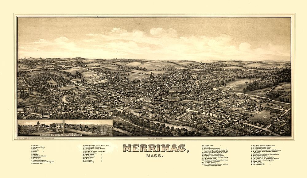 Merrimac Massachusetts - Norris 1889 art print by Norris for $57.95 CAD