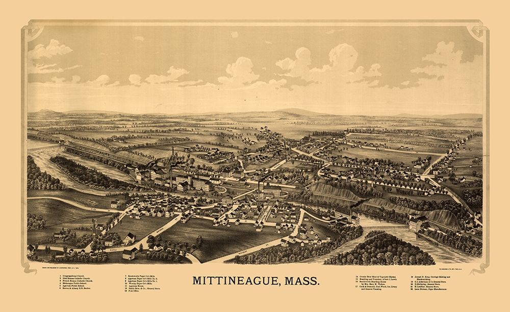 Mittineague Massachusetts - Burleigh 1889 art print by Burleigh for $57.95 CAD