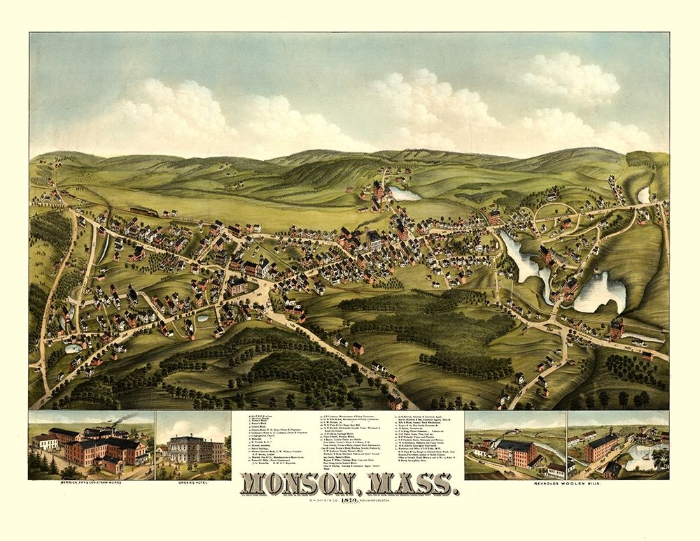 Monson Massachusetts - Bailey 1879 art print by Bailey for $57.95 CAD