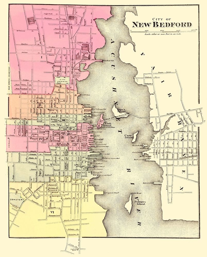 New Bedford Massachusetts - Walling 1871 art print by Walling for $57.95 CAD