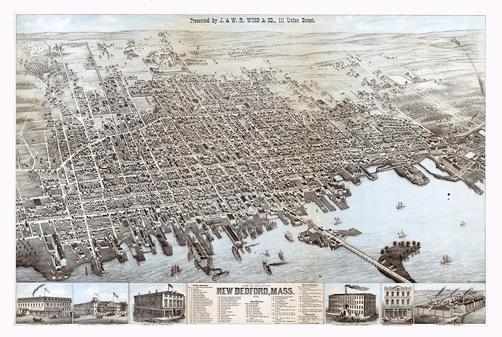 New Bedford Massachusetts - Wing 1876 art print by Wing for $57.95 CAD