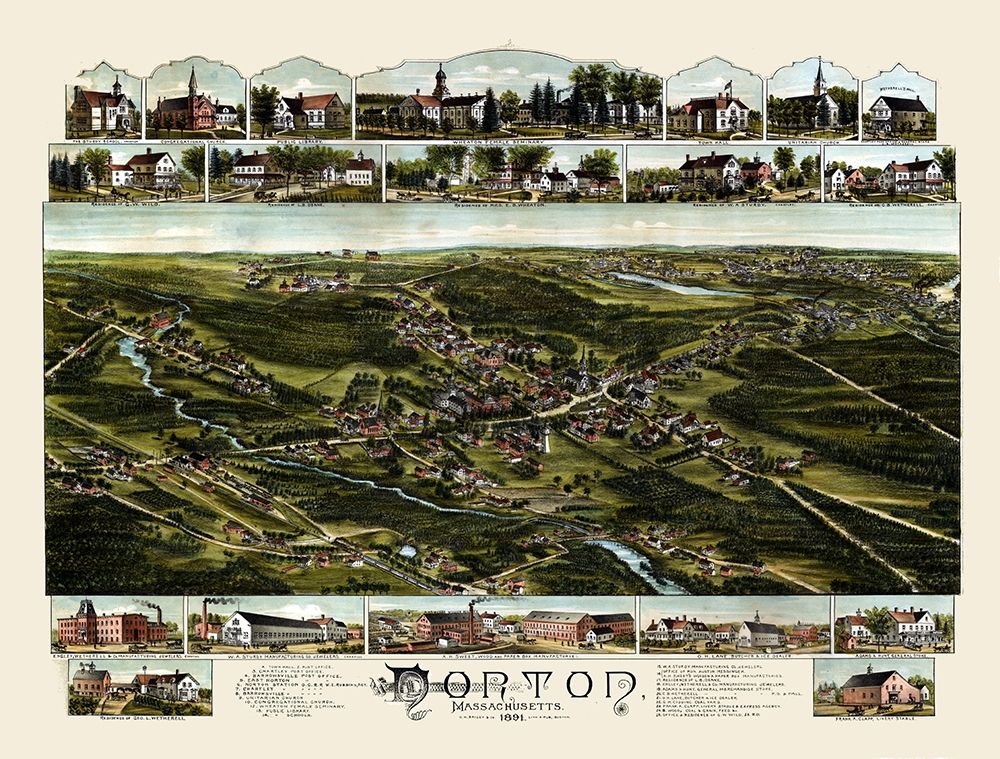 Norton Massachusetts - Bailey 1891 art print by Bailey for $57.95 CAD