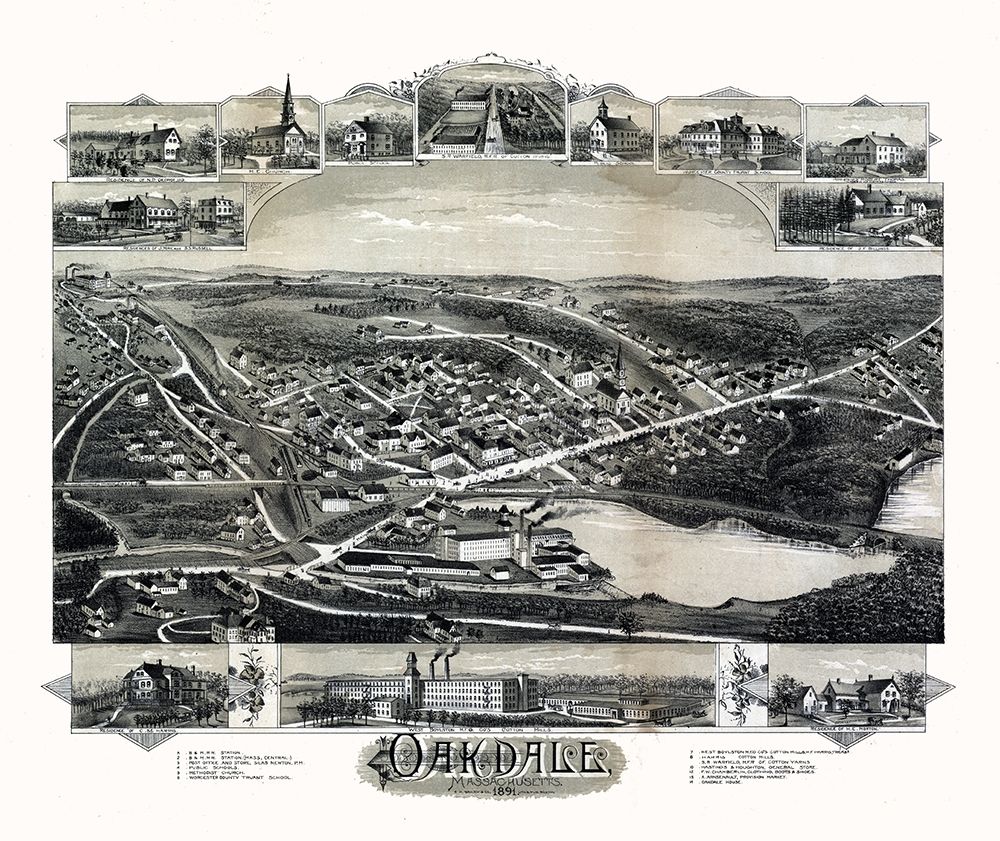 Oakdale Massachusetts - Bailey 1891 art print by Bailey for $57.95 CAD