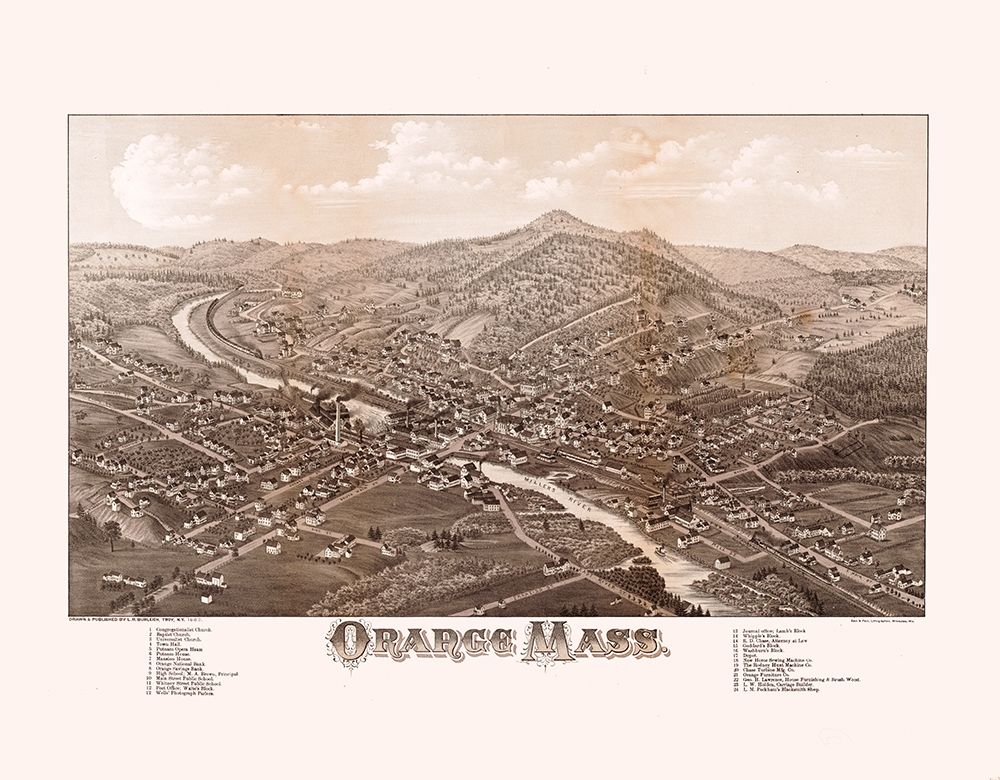 Orange Massachusetts - Burleigh 1883 art print by Burleigh for $57.95 CAD
