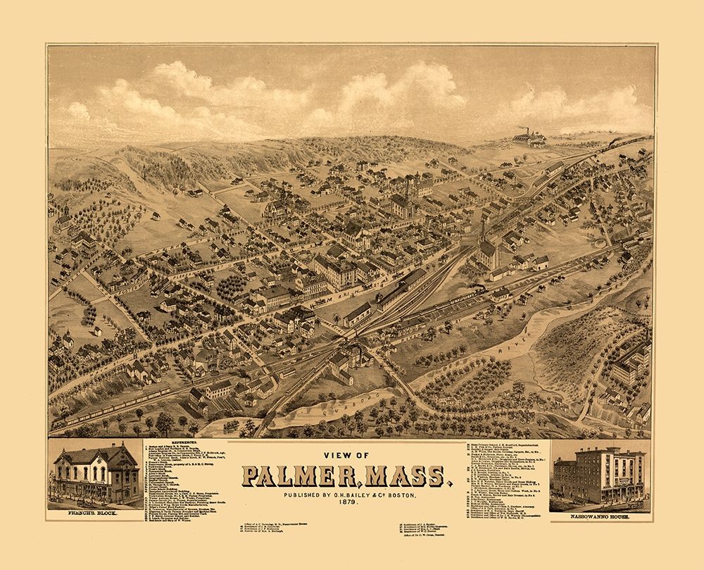 Palmer Massachusetts - Bailey 1879 art print by Bailey for $57.95 CAD