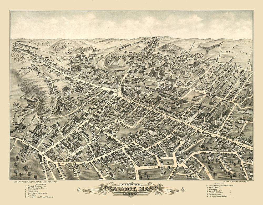 Peabody Massachusetts - Hazen 1877 art print by Hazen for $57.95 CAD