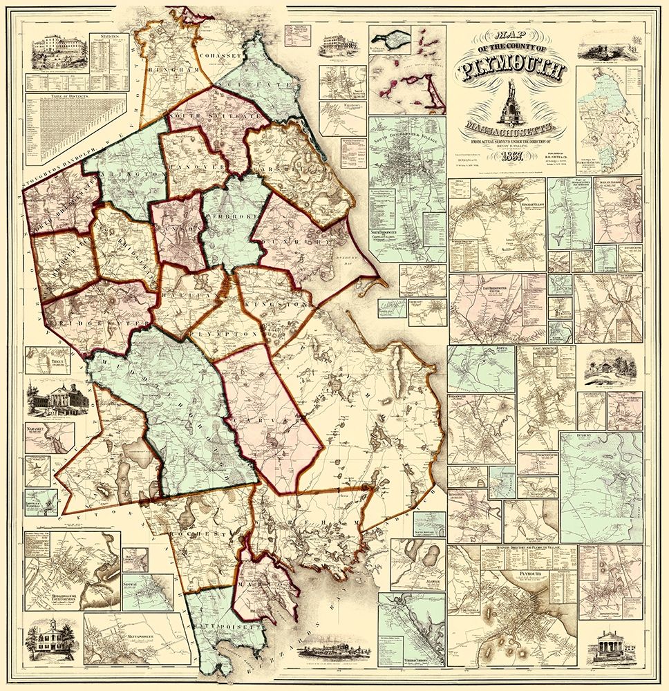 Plymouth Massachusetts - Walling 1857 art print by Walling for $57.95 CAD
