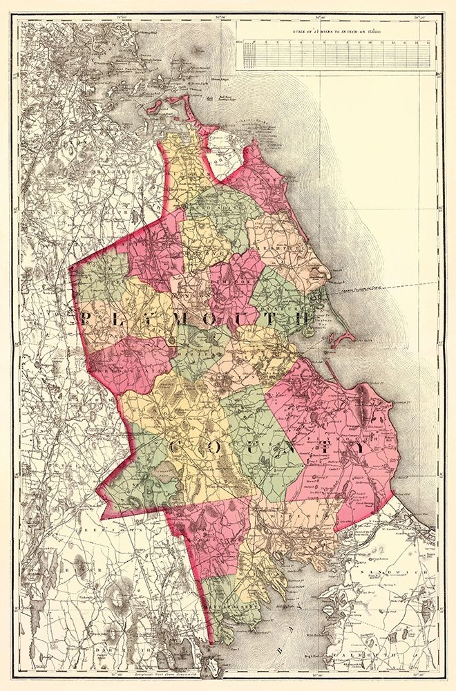 Plymouth Massachusetts - Walling 1871 art print by Walling for $57.95 CAD