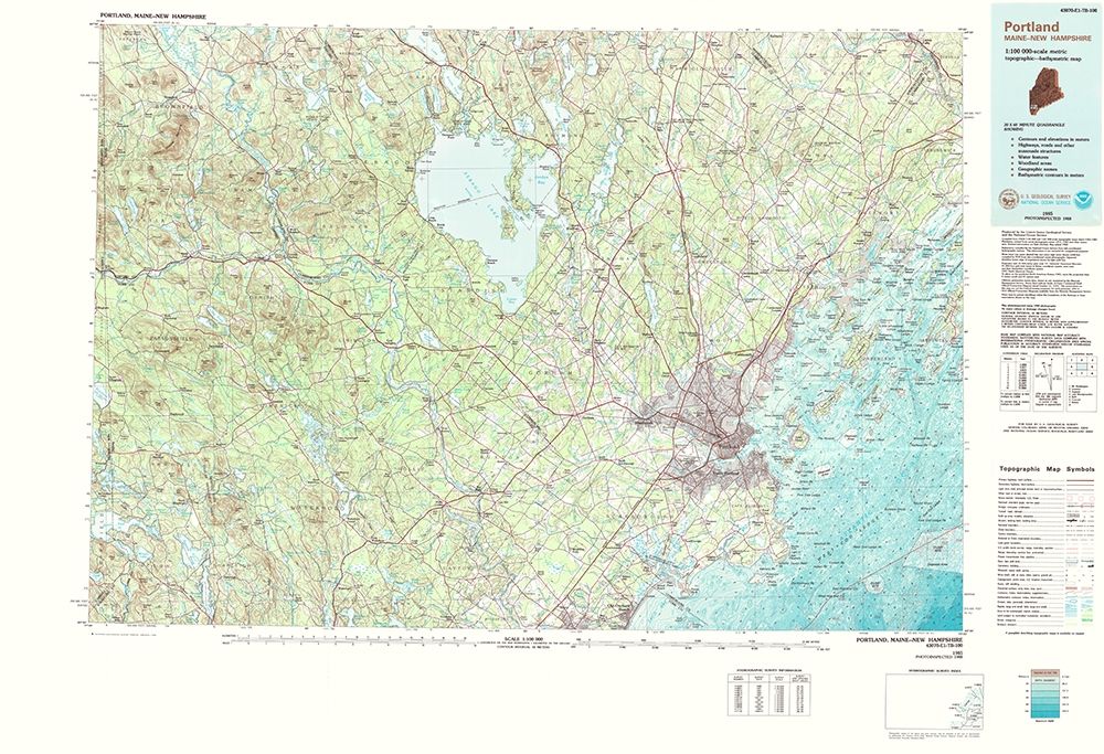 Portland Maine Quad - USGS 1985 art print by USGS for $57.95 CAD