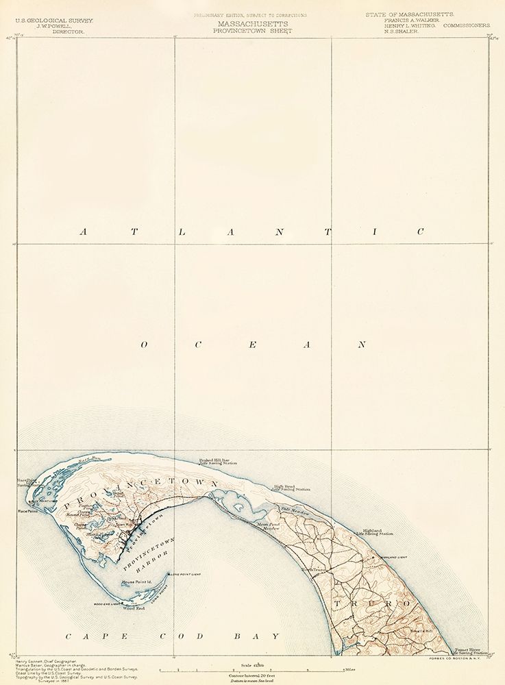 Provincetown Massachusetts Sheet - USGS 1890 art print by USGS for $57.95 CAD