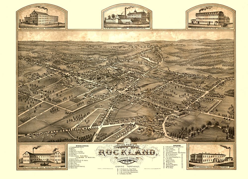 Rockland Massachusetts - Stoner 1881 art print by Stoner for $57.95 CAD