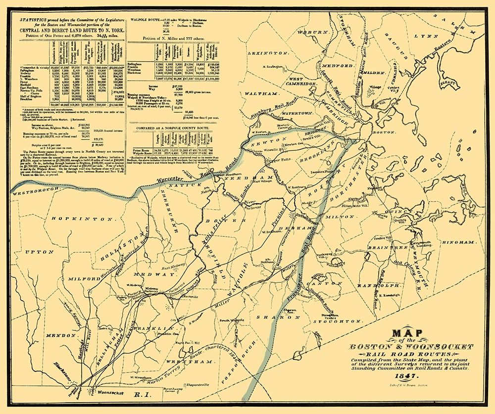 Boston and Woonsocket Railroad - Bouve 1847 art print by Bouve for $57.95 CAD