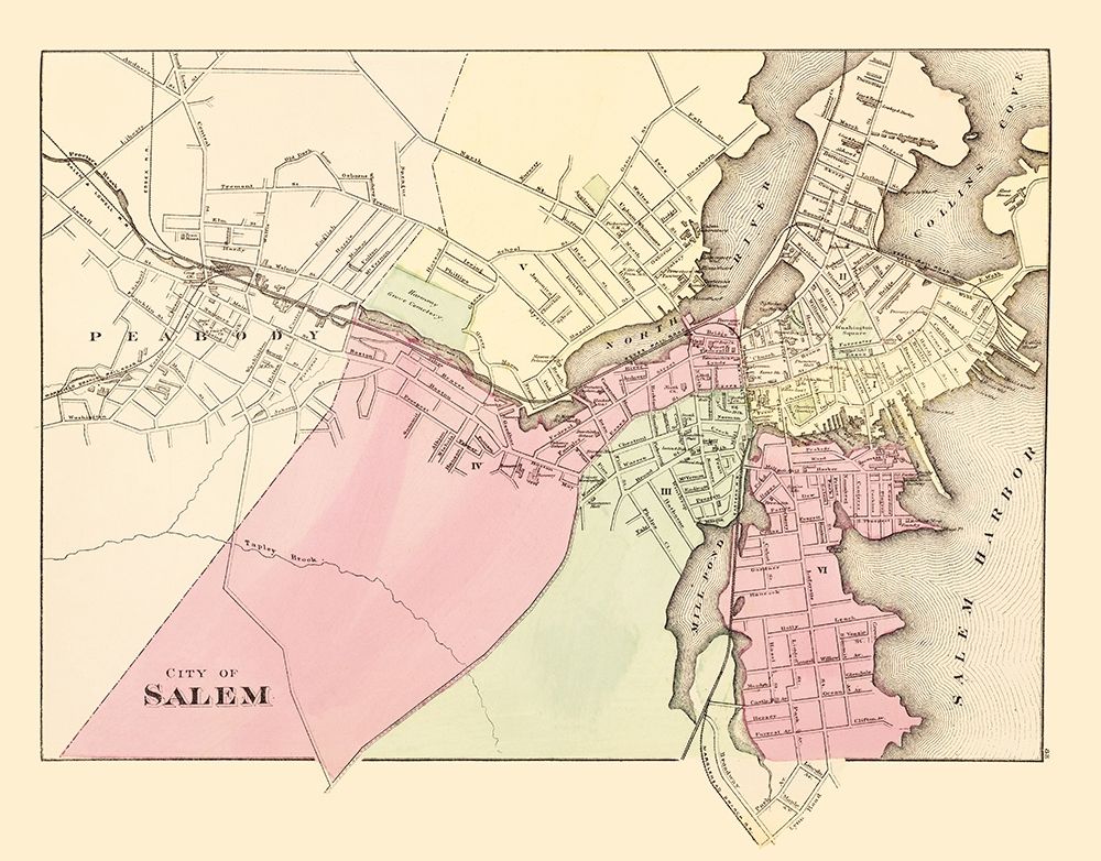 Salem Massachusetts - Walling 1871 art print by Walling for $57.95 CAD