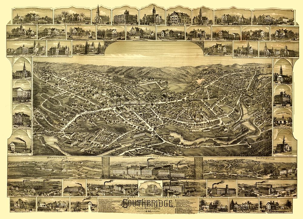 Southbridge Massachusetts - Bailey 1892 art print by Bailey for $57.95 CAD