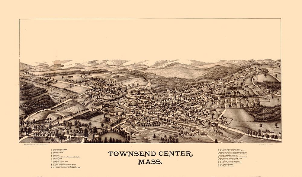 Townsend Massachusetts - Burleigh 1889 art print by Burleigh for $57.95 CAD