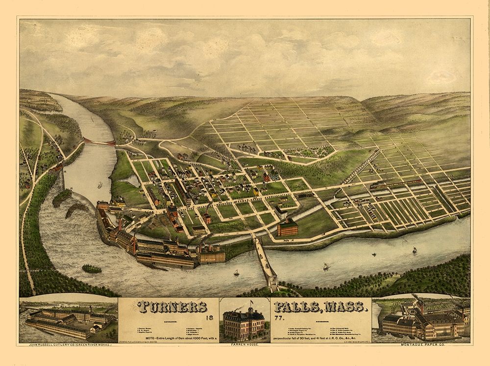 Turners Falls Massachusetts - Vogt 1877 art print by Vogt for $57.95 CAD