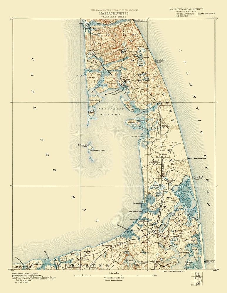 Wellfleet Massachusetts Sheet - USGS 1887 art print by USGS for $57.95 CAD