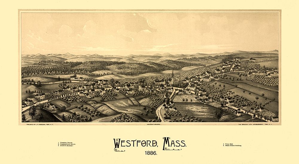 Westford Massachusetts - Burleigh 1886 art print by Burleigh for $57.95 CAD