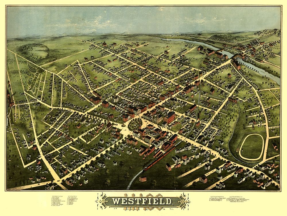 Westfield Massachusetts - Bailey 1875 art print by Bailey for $57.95 CAD