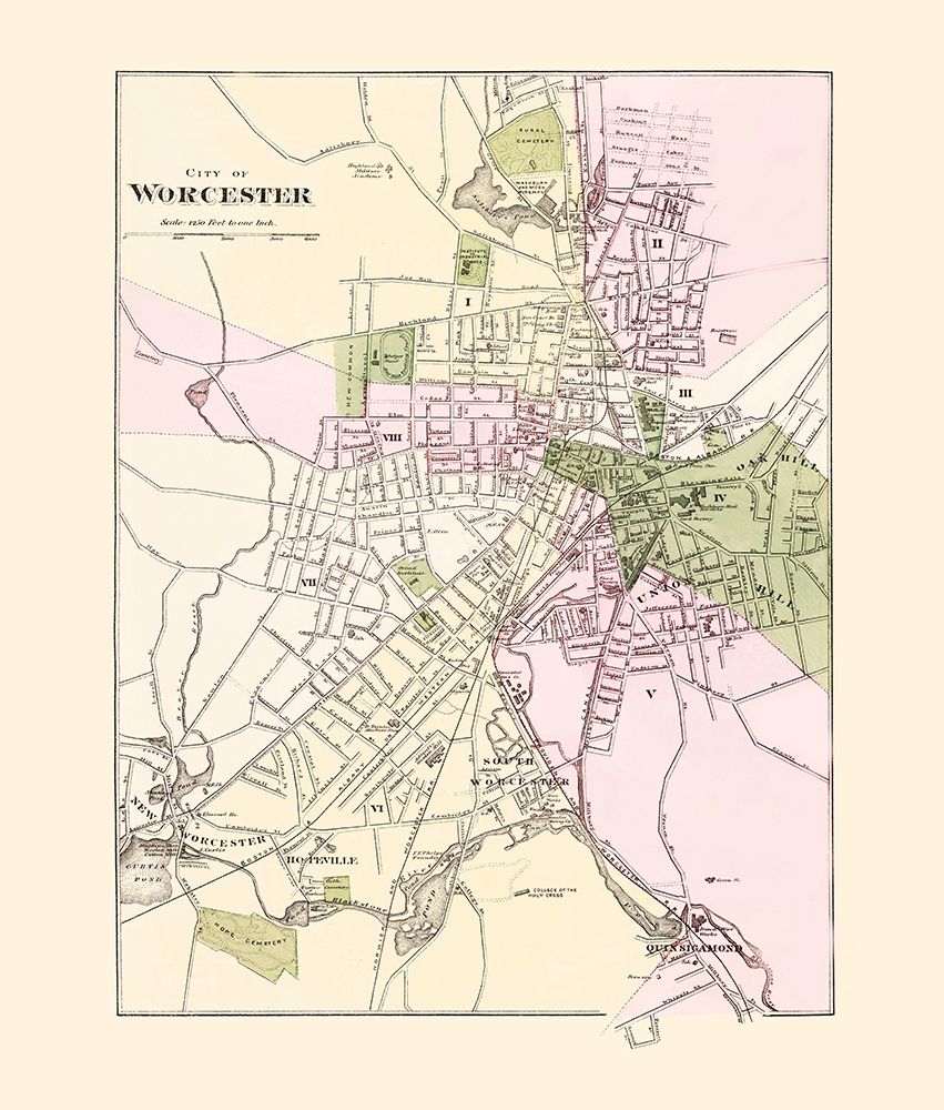 Worcester Massachusetts - Stedman 1871 art print by Stedman for $57.95 CAD