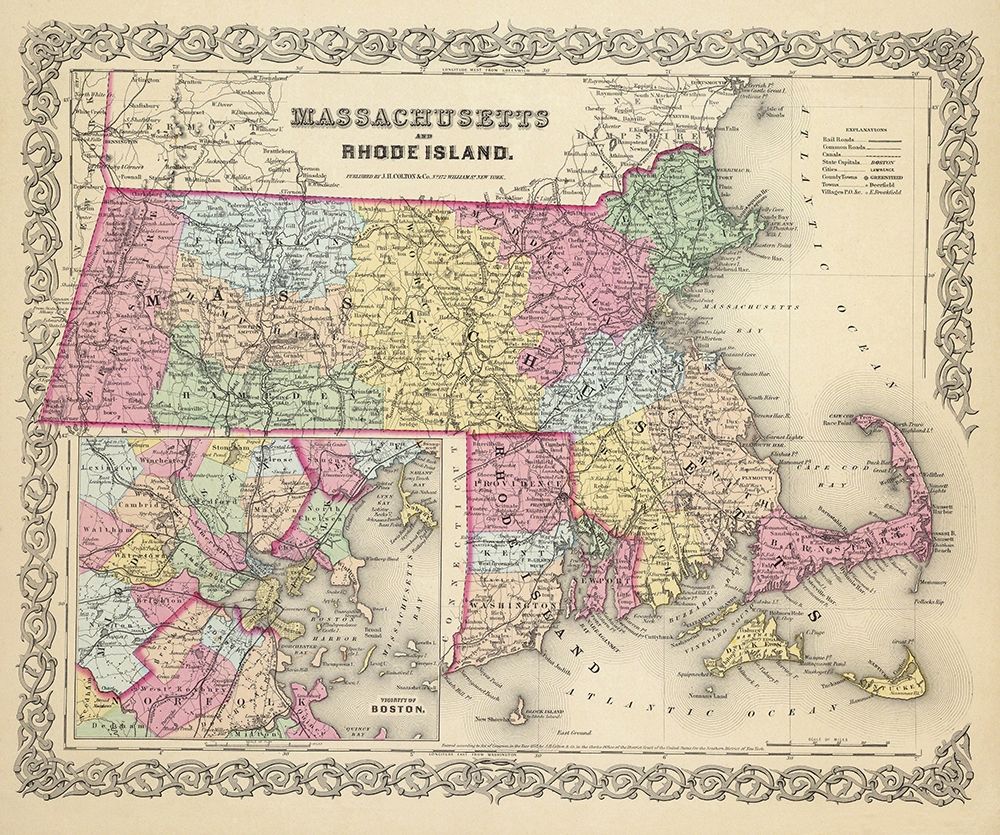 Massachusetts - Colton 1856 art print by Colton for $57.95 CAD