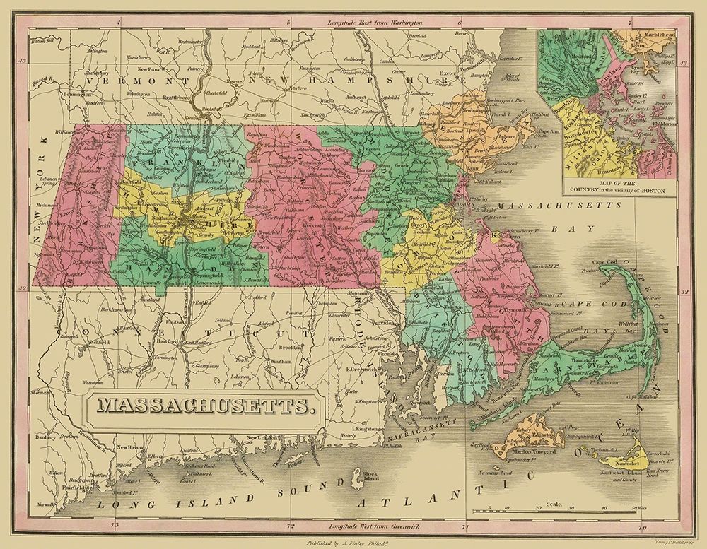 Massachusetts - Finley 1831 art print by Finley for $57.95 CAD