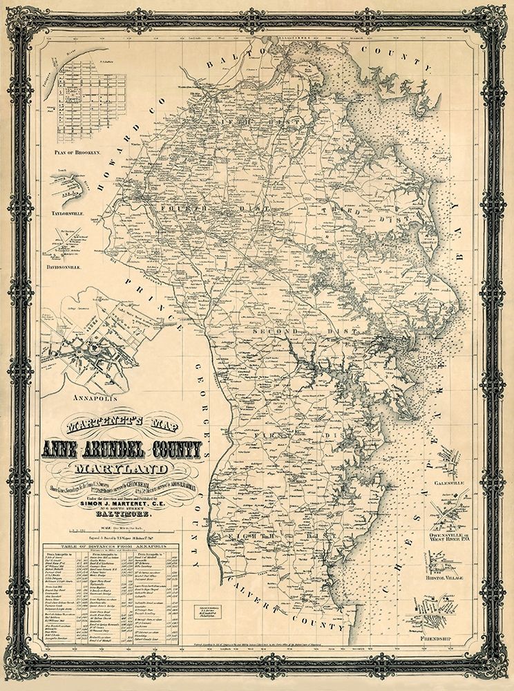 Anne Arundel Maryland Landowner - Wagner 1860 art print by Wagner for $57.95 CAD