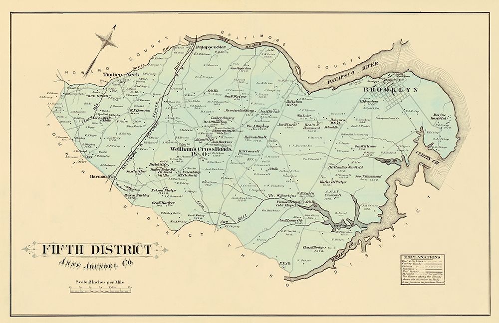 Anne Arundel 5th District Maryland Landowner art print by Hopkins for $57.95 CAD