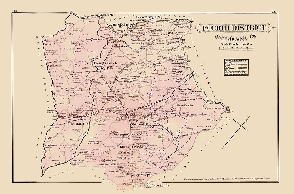 Anne Arundel 4th District Maryland Landowner art print by Hopkins for $57.95 CAD