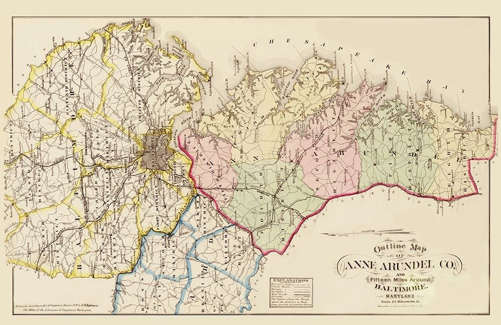 Anne Arundel  Baltimore Maryland - Hopkins 1878 art print by Hopkins for $57.95 CAD