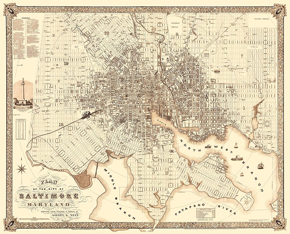 Baltimore Maryland - Van Derveer 1851 art print by Van Derveer for $57.95 CAD