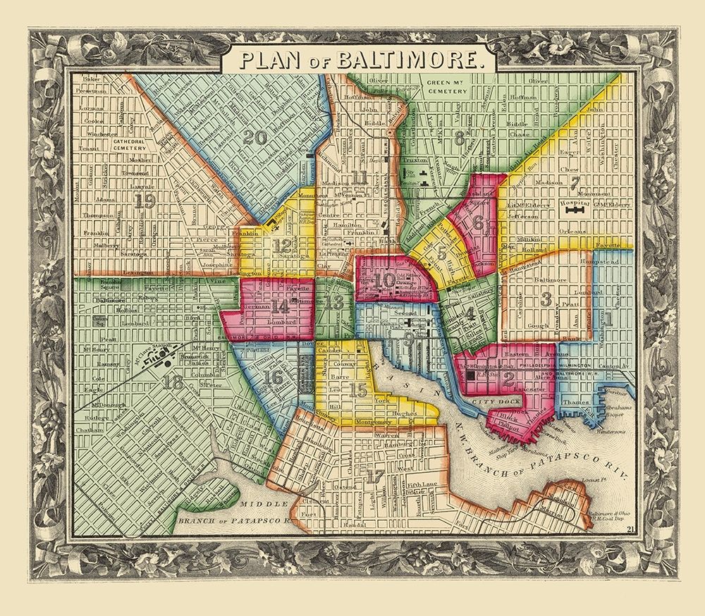 Baltimore Maryland - Mitchell 1867 art print by Mitchell for $57.95 CAD