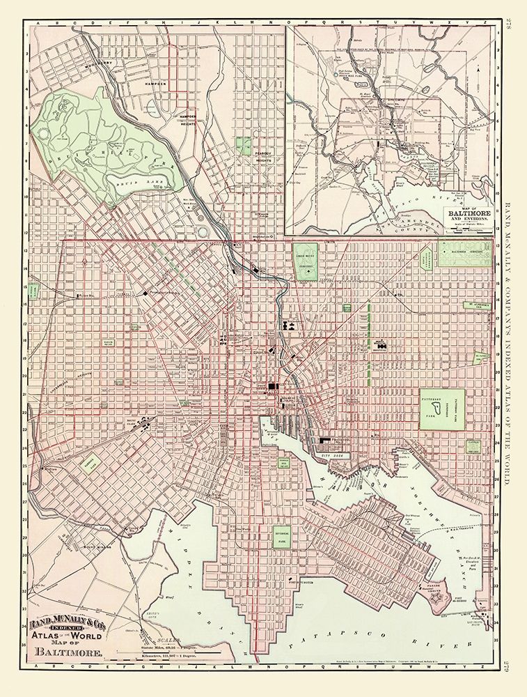 Baltimore Maryland - Rand McNally 1897 art print by Rand McNally for $57.95 CAD
