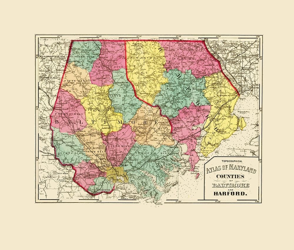 Baltimore  Harford Maryland - Stedman 1873 art print by Stedman for $57.95 CAD