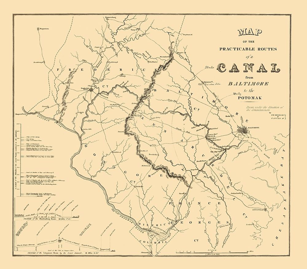 Baltimore to Potomac Canal, Maryland - Welch 1838 art print by Welch for $57.95 CAD