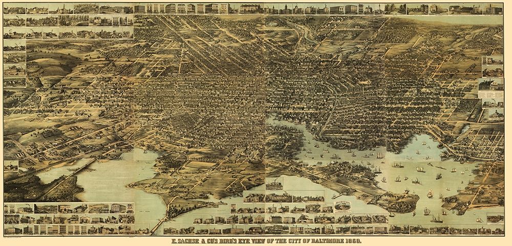 Baltimore Maryland - Sachese 1869 art print by Sachese for $57.95 CAD