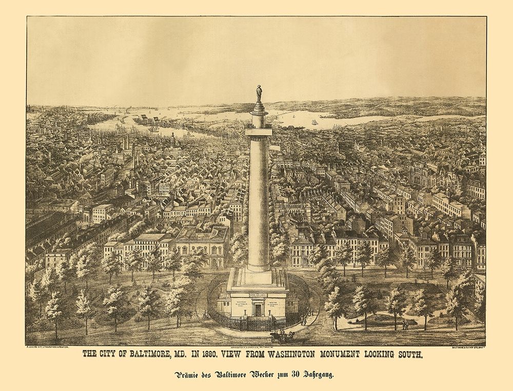 Baltimore Maryland - Sachese 1880 art print by Sachese for $57.95 CAD