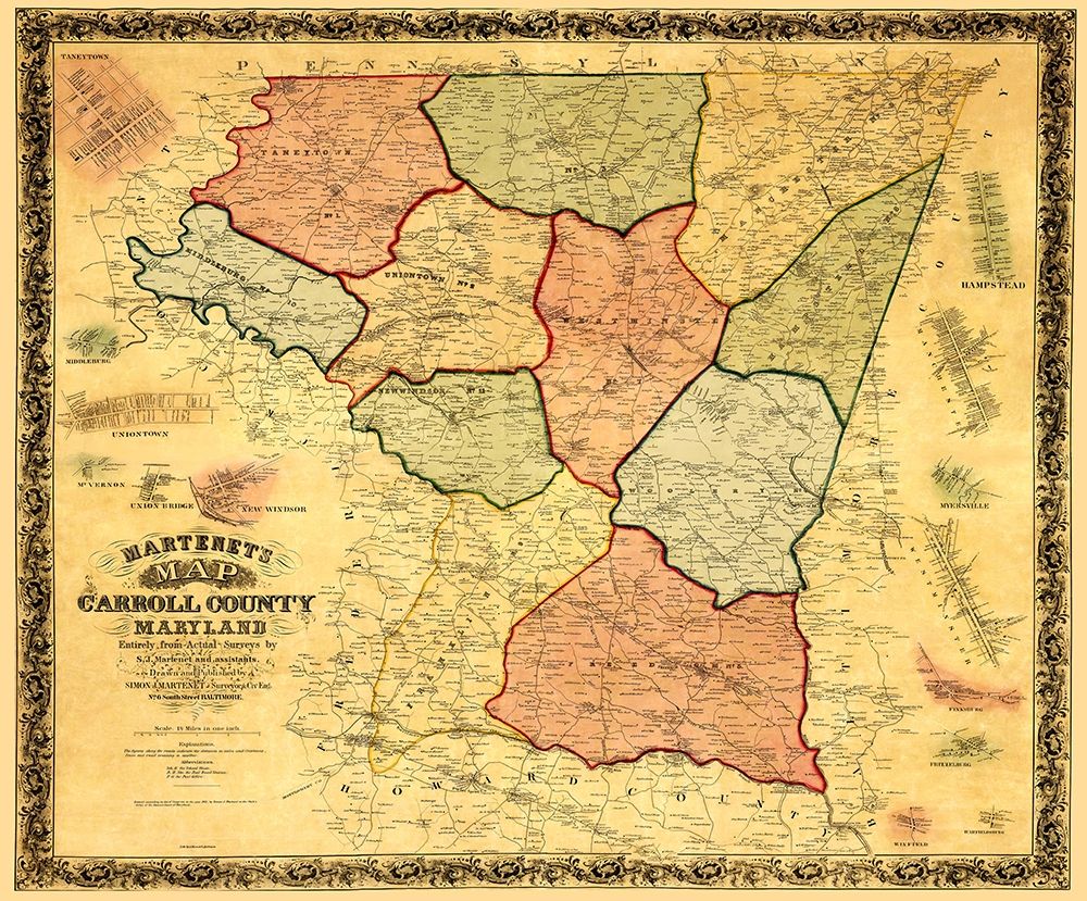 Carroll Maryland Landowner - Martenet 1862 art print by Martenet for $57.95 CAD