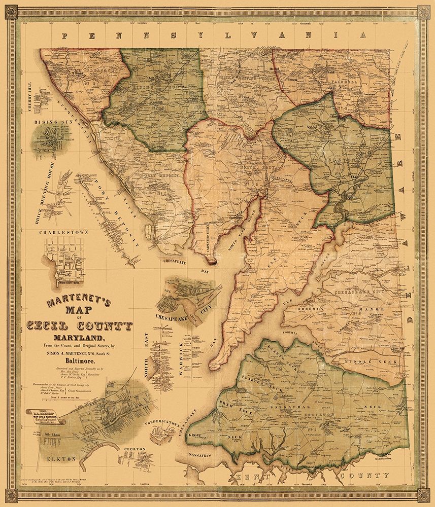 Cecil Maryland Landowner - Martenet 1858 art print by Martenet for $57.95 CAD