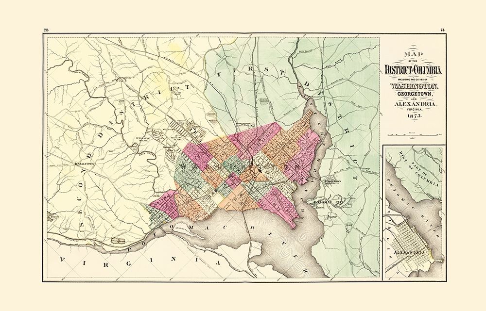 Maryland  Washington DC - Martenet 1873 art print by Martenet for $57.95 CAD