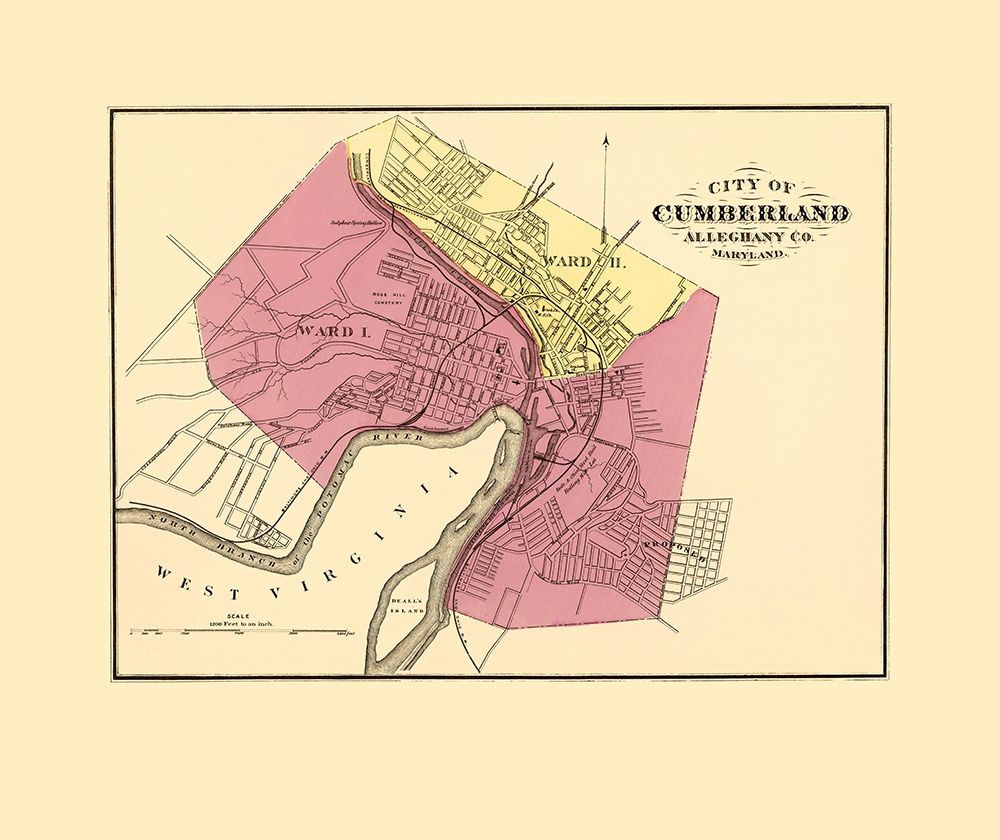 Cumberland Maryland - Stedman 1873 art print by Stedman for $57.95 CAD