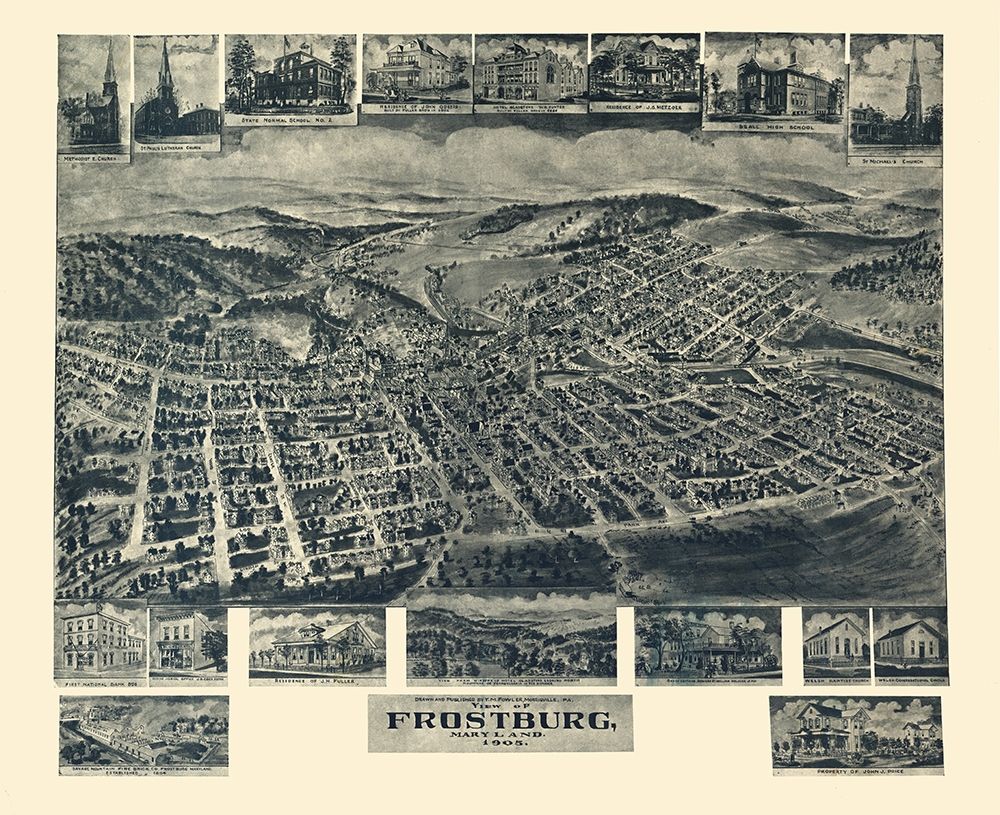 Frostburg Maryland - Fowler 1905 art print by Fowler for $57.95 CAD