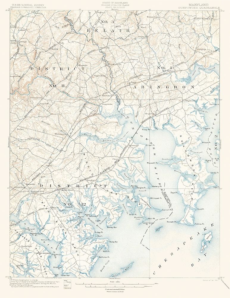 Gunpowder Maryland Pennsylvania Quad - USGS 1901 art print by USGS for $57.95 CAD