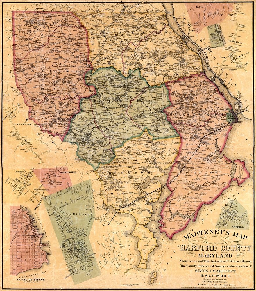 Harford Maryland Landowner - Martenet 1878 art print by Martenet for $57.95 CAD