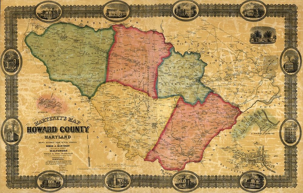 Howard Maryland Landowner - Martenet 1860 art print by Martenet for $57.95 CAD
