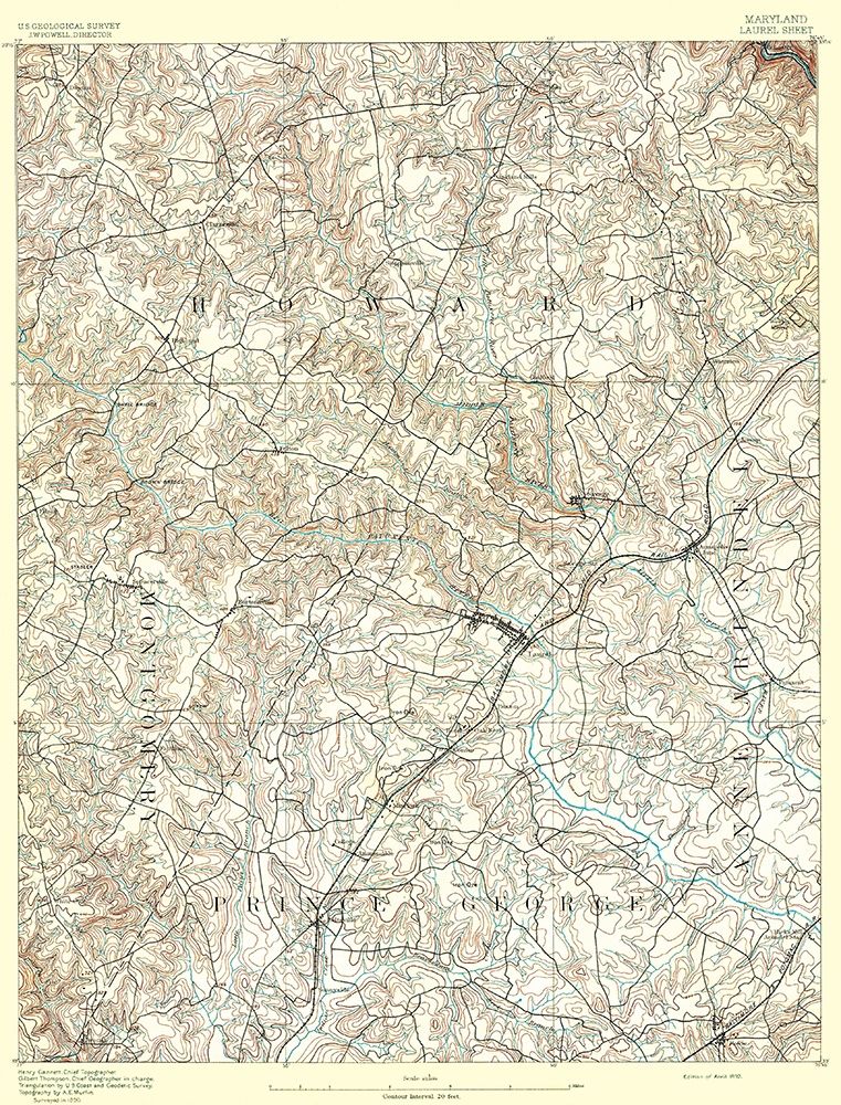 Laurel Maryland Sheet - USGS 1892 art print by USGS for $57.95 CAD