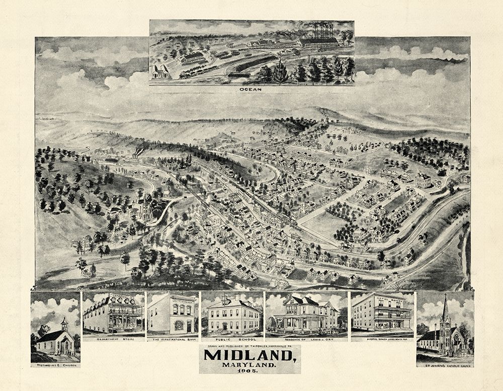 Midland Maryland - Fowler 1905 art print by Fowler for $57.95 CAD