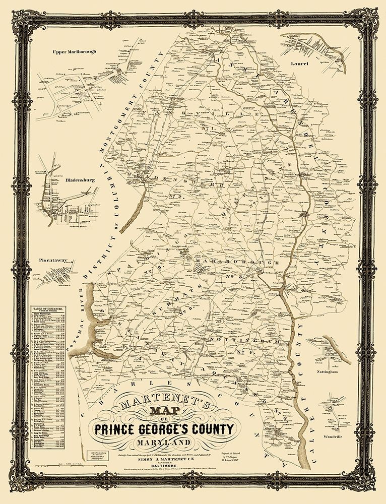 Prince George Maryland Landowner - Martenet 1861 art print by Martenet for $57.95 CAD